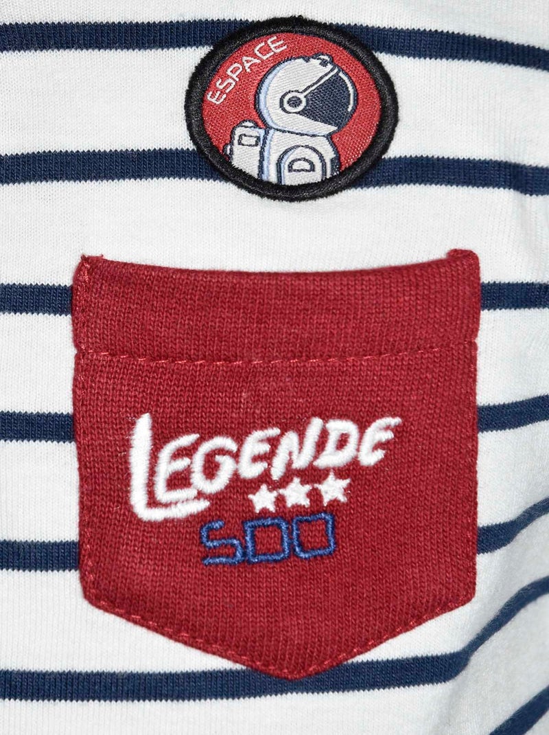 TEE-SHIRT GARCON RAYE MANCHES LONGUES Blanc - Kiabi