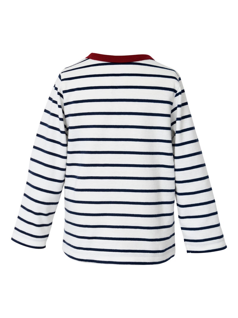 TEE-SHIRT GARCON RAYE MANCHES LONGUES Blanc - Kiabi