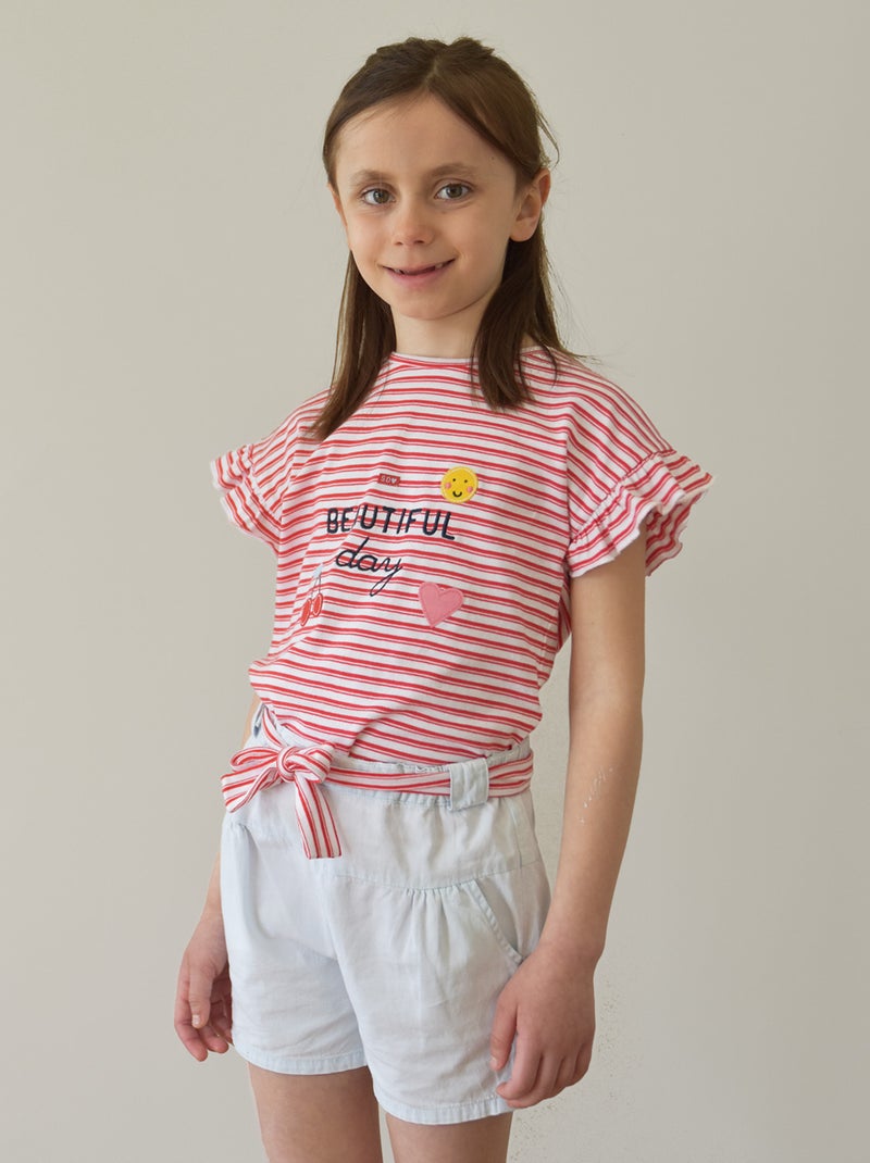 TEE SHIRT GERMAINE MANCHES COURTES ENFANT Blanc - Kiabi
