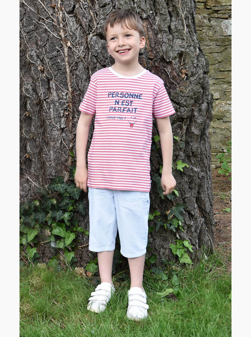 TEE SHIRT GIOVANY MANCHES COURTES ENFANT Blanc - Kiabi