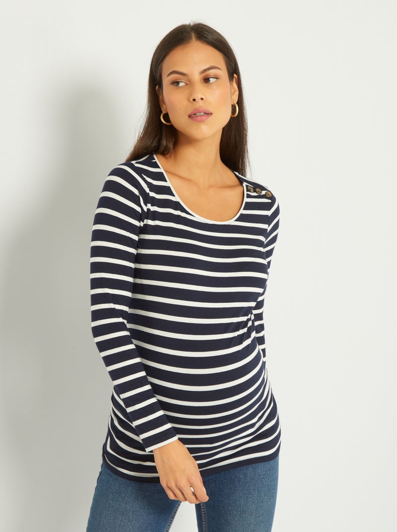 Tee-shirt grossesse basique Bleu rayé - Kiabi