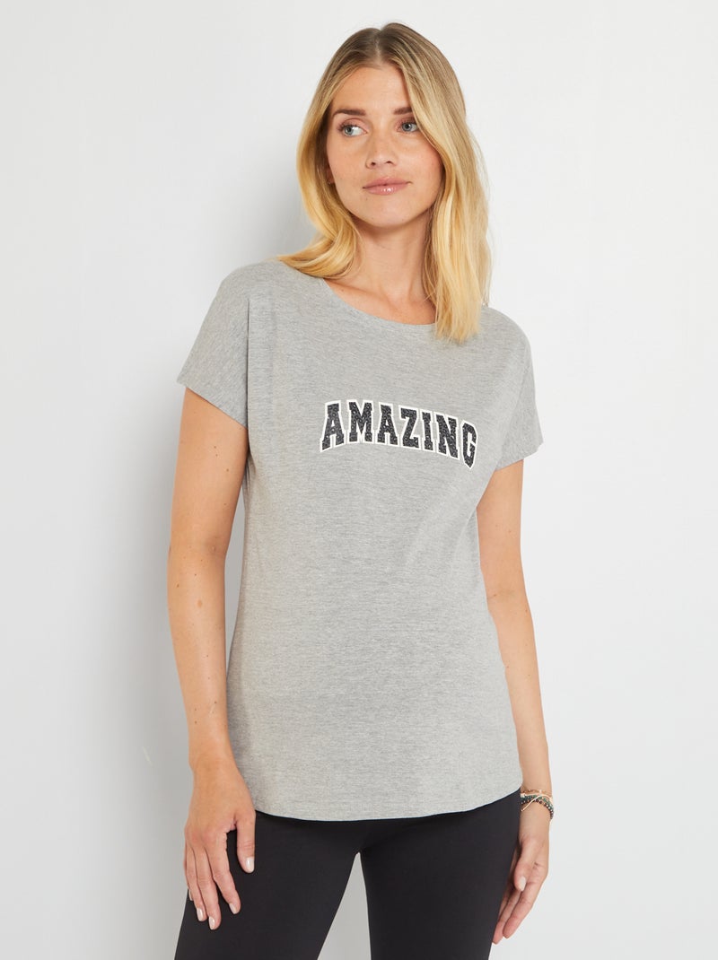 Tee-shirt grossesse de sport Gris - Kiabi