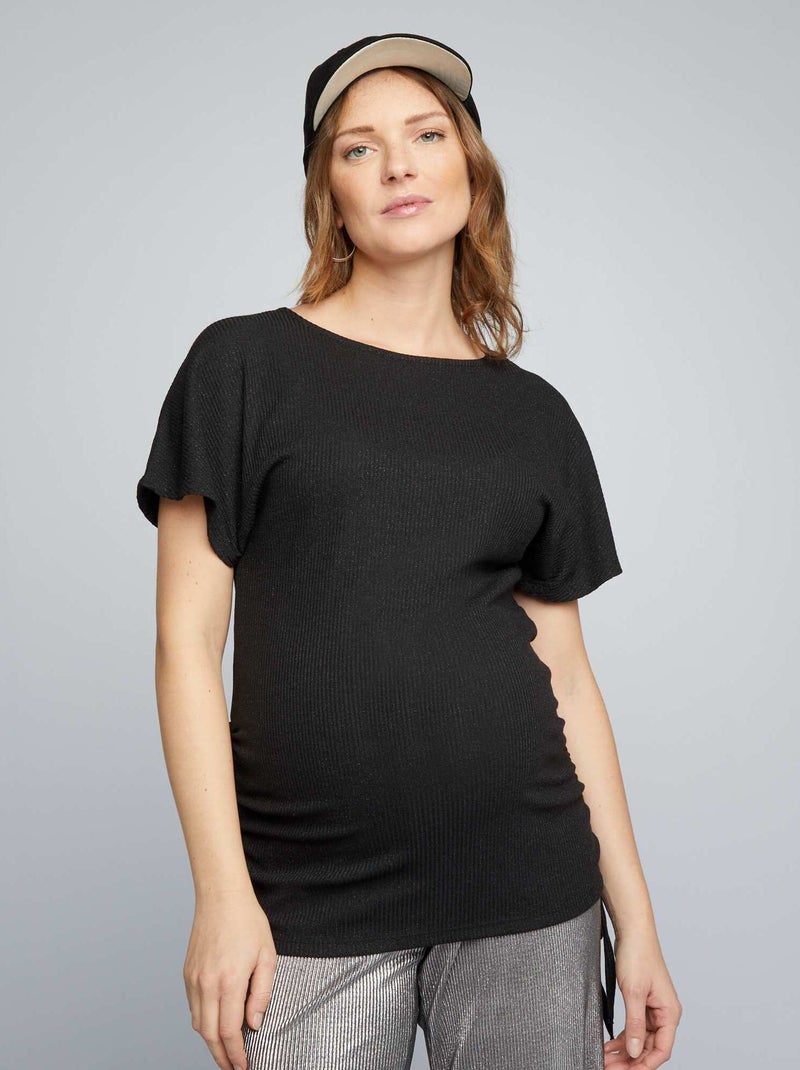 Tee-shirt grossesse en maille bisou noir - Kiabi