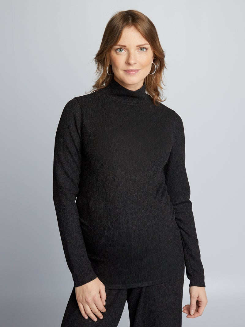 Tee-shirt grossesse maille bisou noir - Kiabi
