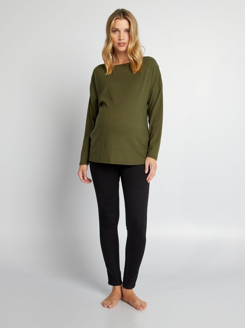 Tee-shirt grossesse matière pull Kaki - Kiabi