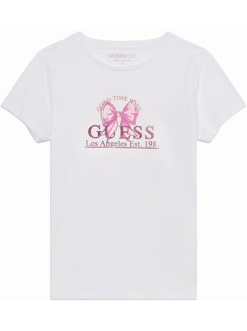 T-shirt Enfant GUESS Blanc 12 Ans, Manches Courtes, Imprimé Floral, Coton Léger, Neuf Sans étiquette