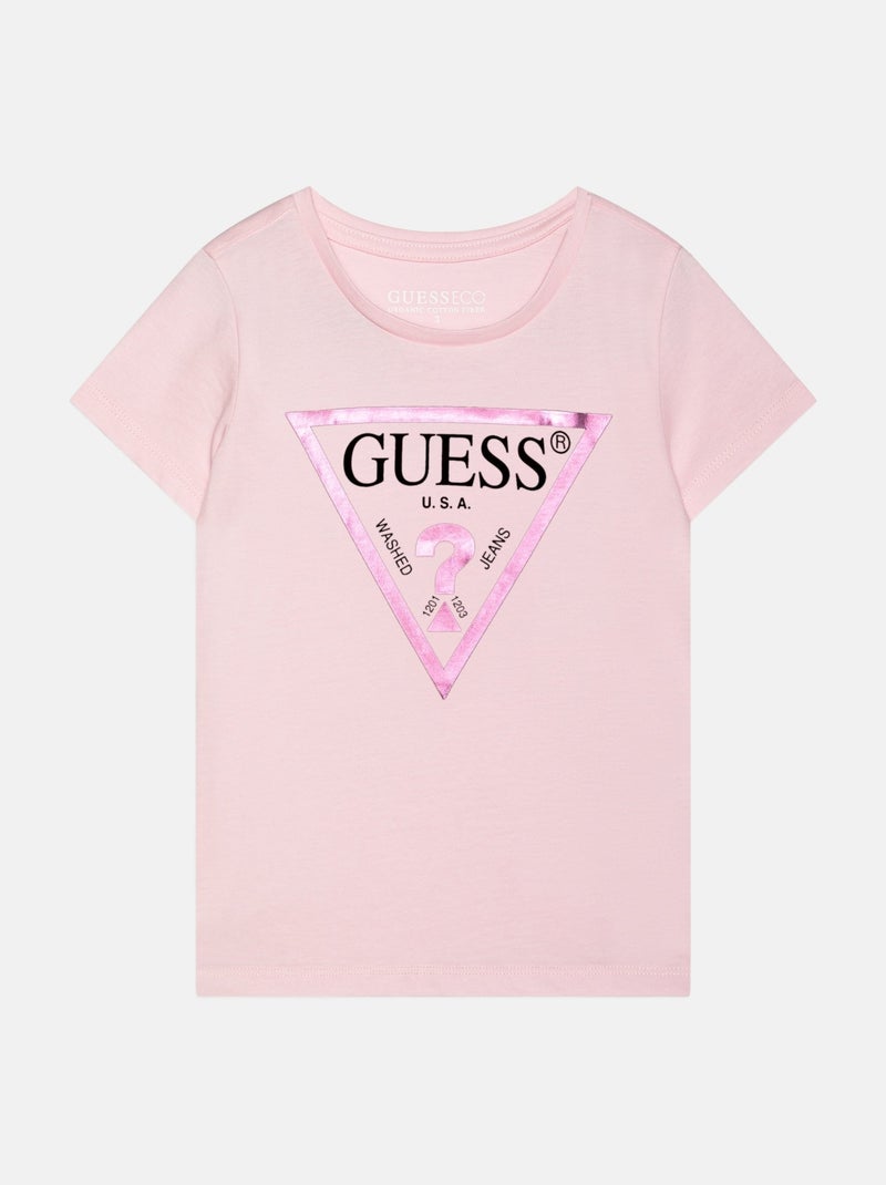 Tee shirt Guess kids manches courtes Rose - Kiabi