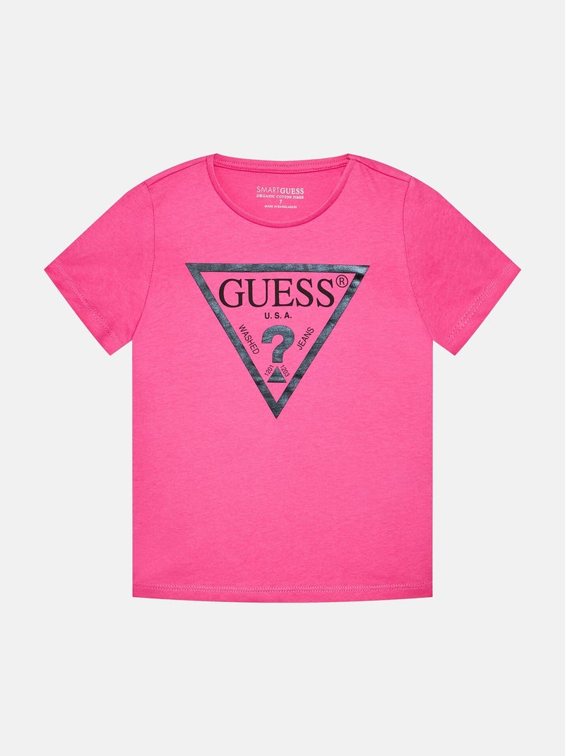 Tee shirt Guess kids manches courtes Rose foncé - Kiabi