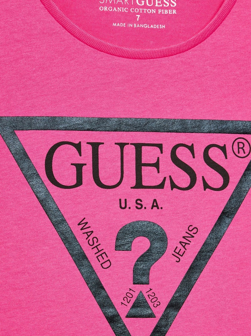 Tee shirt Guess kids manches courtes Rose foncé - Kiabi