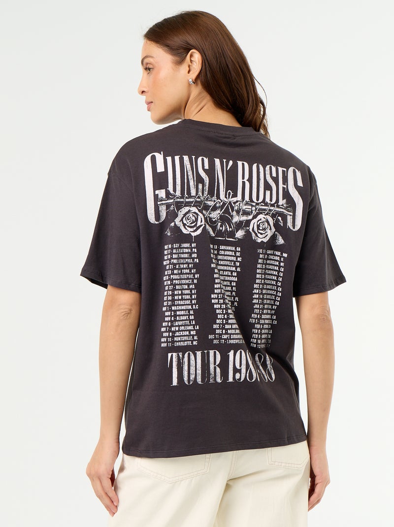 Tee-shirt 'Guns N'Roses' à manches courtes imprimé recto/verso Noir - Kiabi