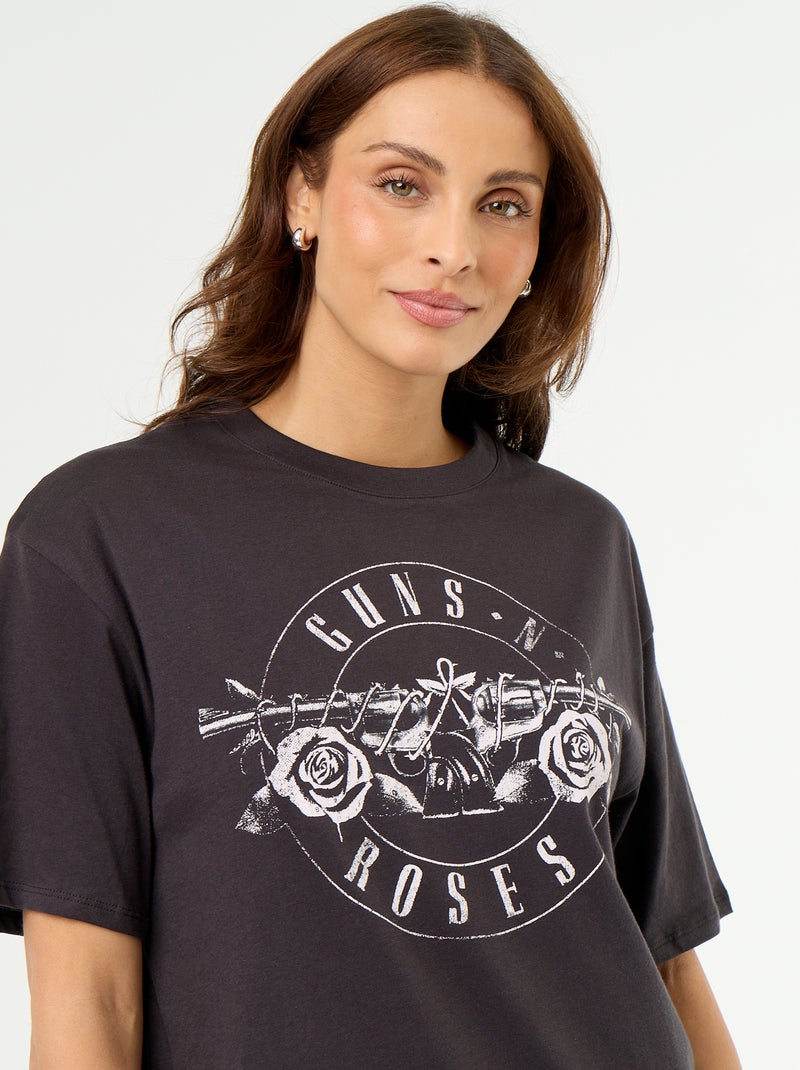 Tee-shirt 'Guns N'Roses' à manches courtes imprimé recto/verso Noir - Kiabi