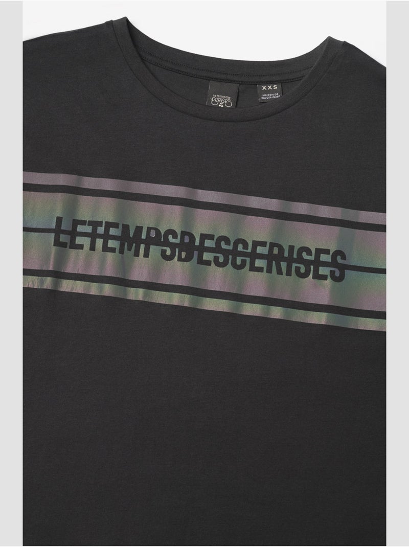 Tee-Shirt HASHIBO 'Le Temps Des Cerises' Noir - Kiabi