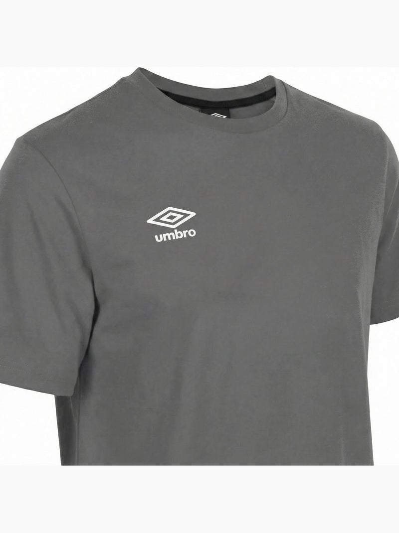 Tee shirt homme col rond chiné en coton 160gsm et logo imprimé 618292 umbro Gris - Kiabi