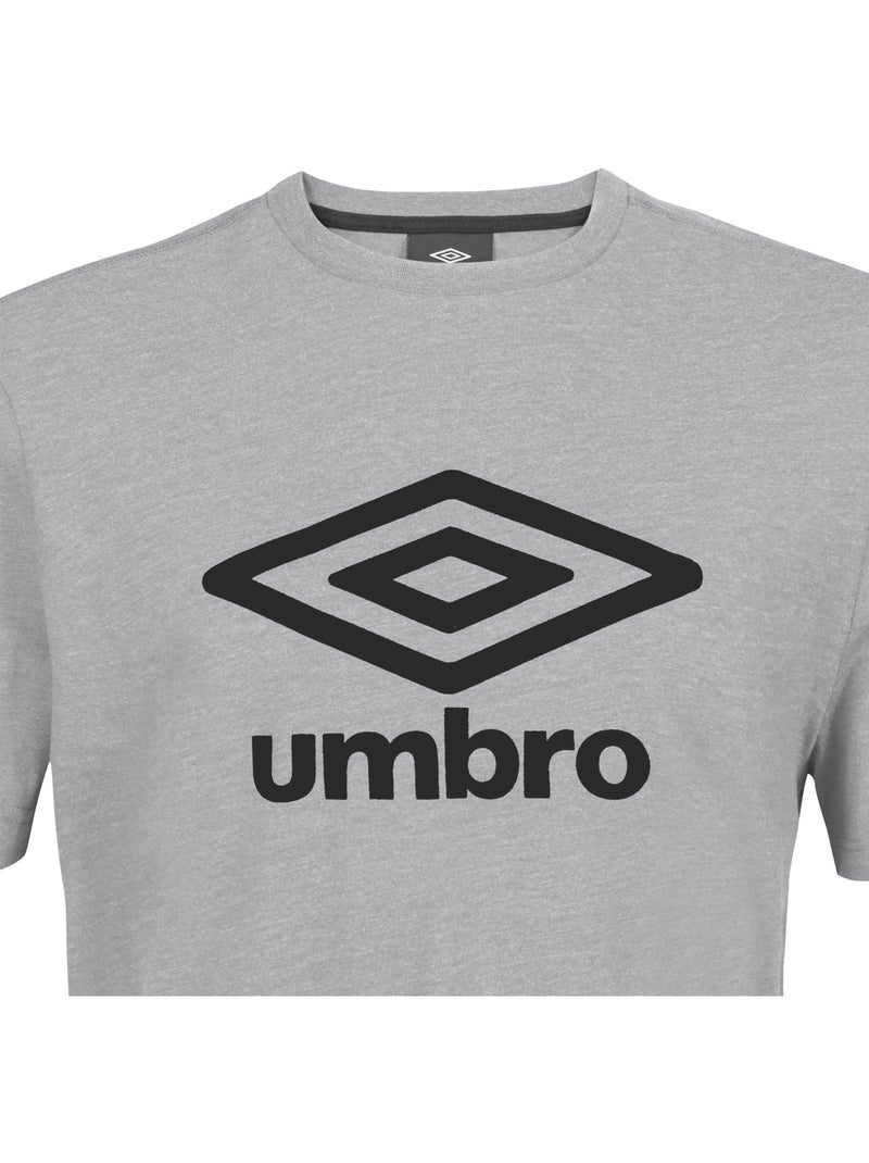 Tee shirt homme col rond chiné en coton 160gsm et logo imprimé 729281 umbro Gris - Kiabi