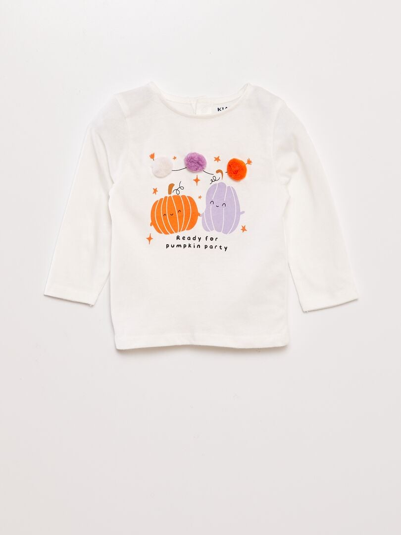 Tee-shirt imprimé - Halloween Blanc - Kiabi