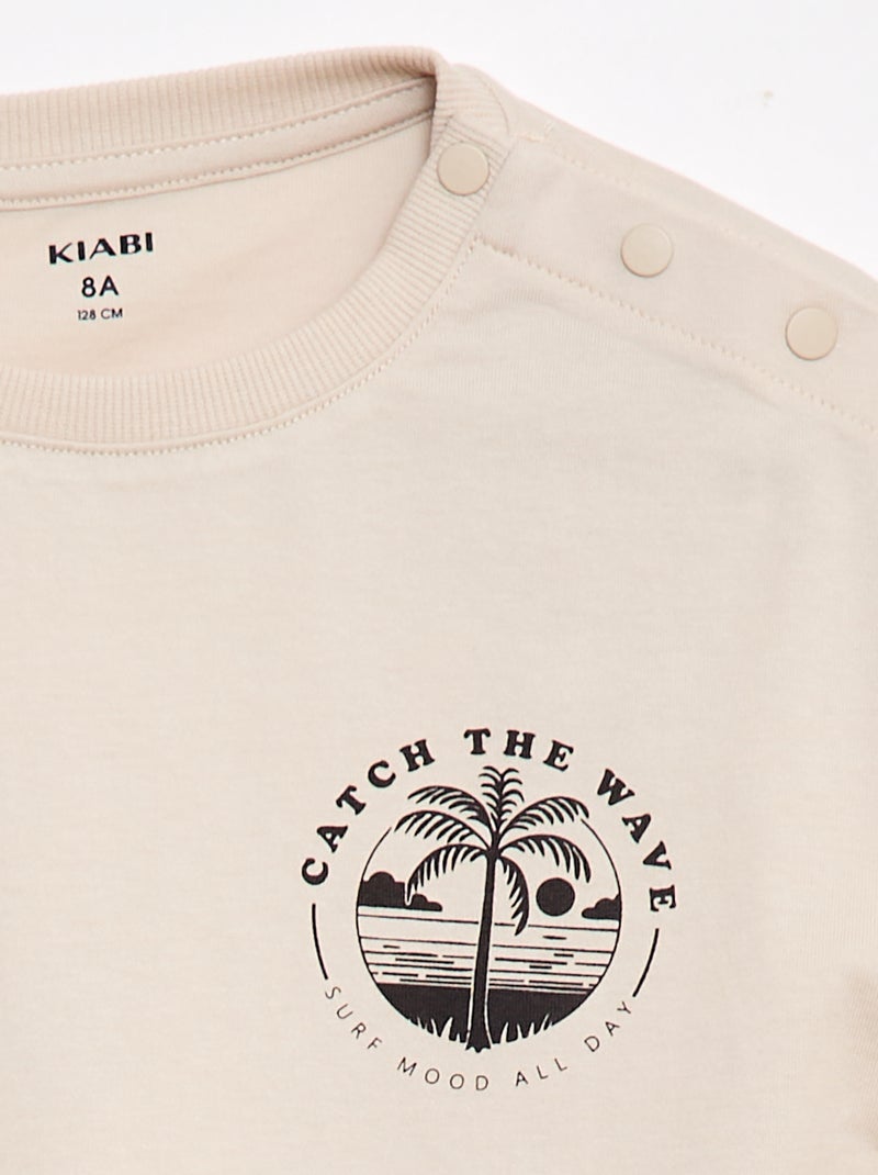 Tee-shirt imprimé à manches courtes - Collection facile à enfiler Beige - Kiabi