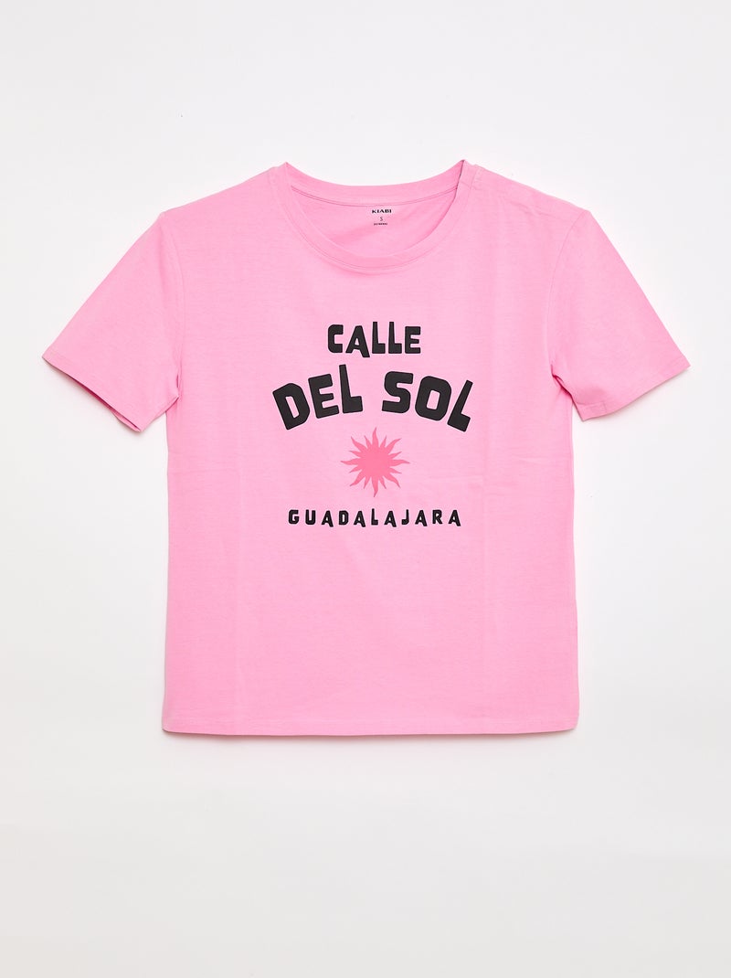 Tee-shirt imprimé à manches courtes - collection facile à enfiler Rose - Kiabi
