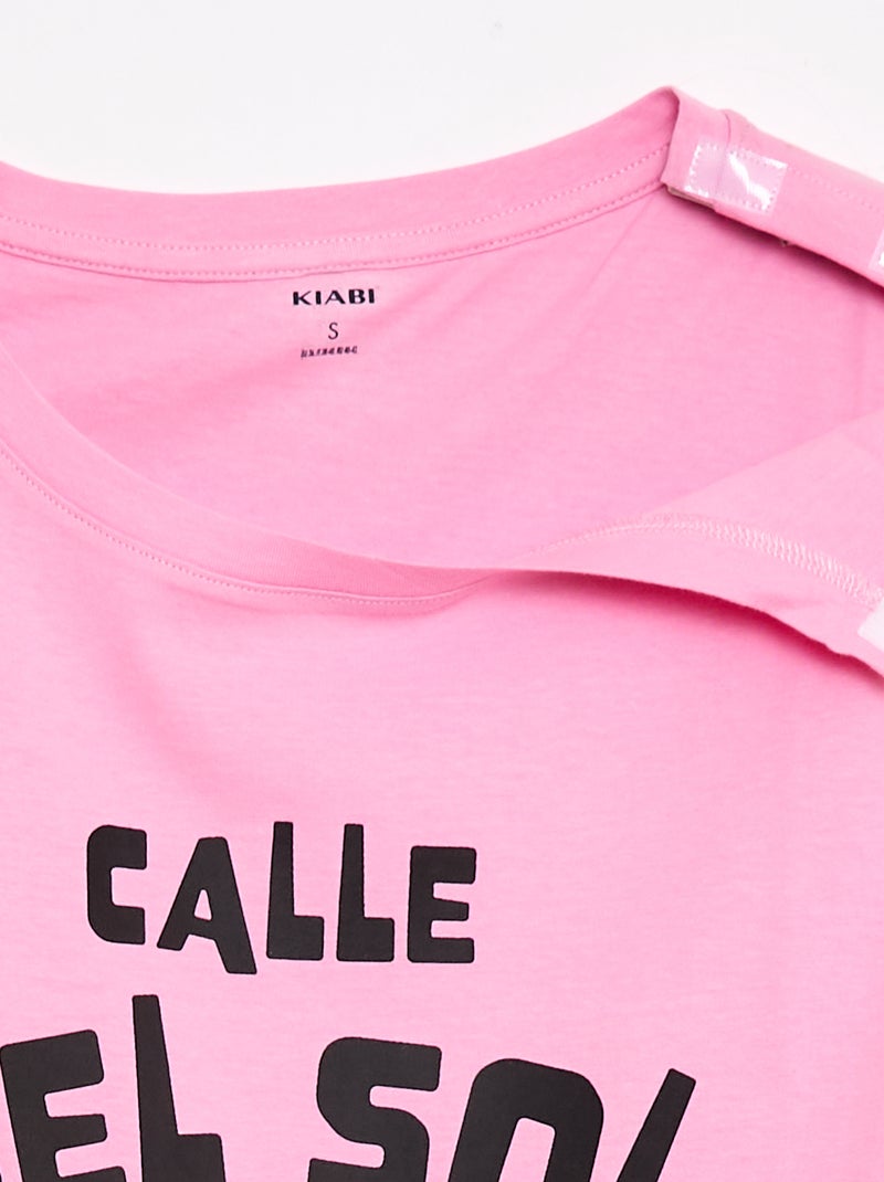 Tee-shirt imprimé à manches courtes - collection facile à enfiler Rose - Kiabi