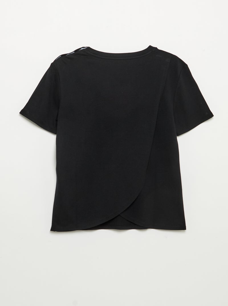 Tee-shirt imprimé à manches courtes -  Facile à enfiler Noir - Kiabi