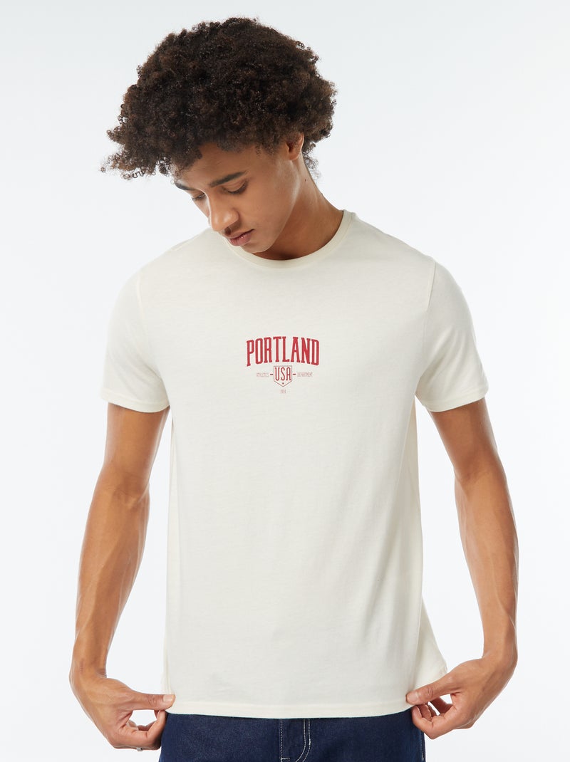 Tee-shirt imprimé à manches courtes Blanc - Kiabi