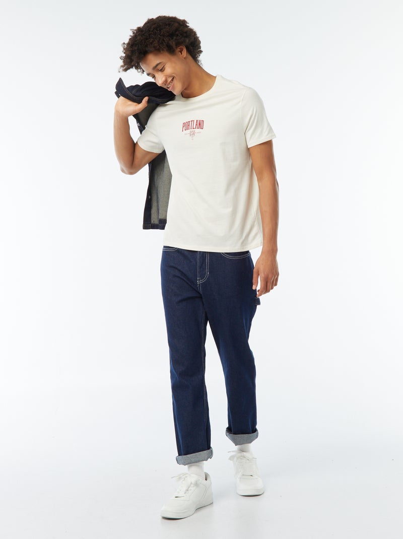 Tee-shirt imprimé à manches courtes Blanc - Kiabi