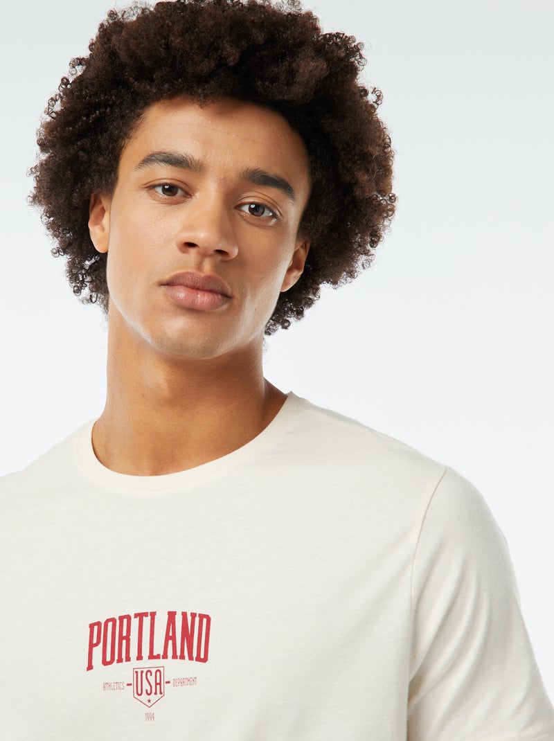 Tee-shirt imprimé à manches courtes Blanc - Kiabi
