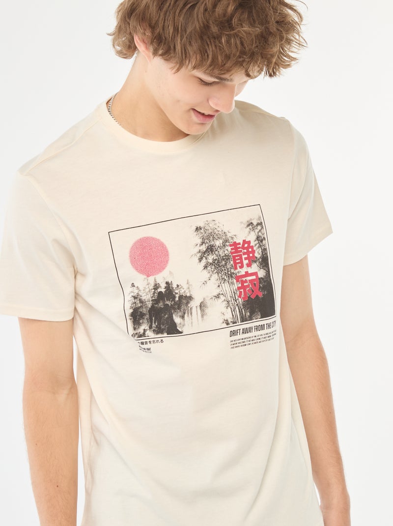 Tee-shirt imprimé à manches courtes Blanc - Kiabi