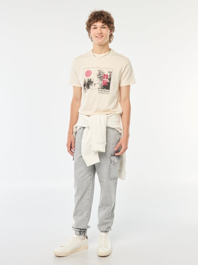 Tee-shirt imprimé à manches courtes Blanc - Kiabi