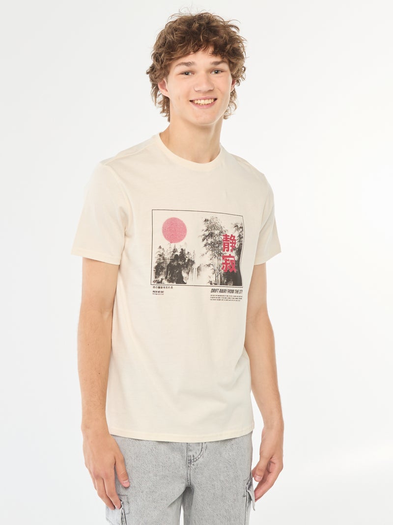 Tee-shirt imprimé à manches courtes Blanc - Kiabi