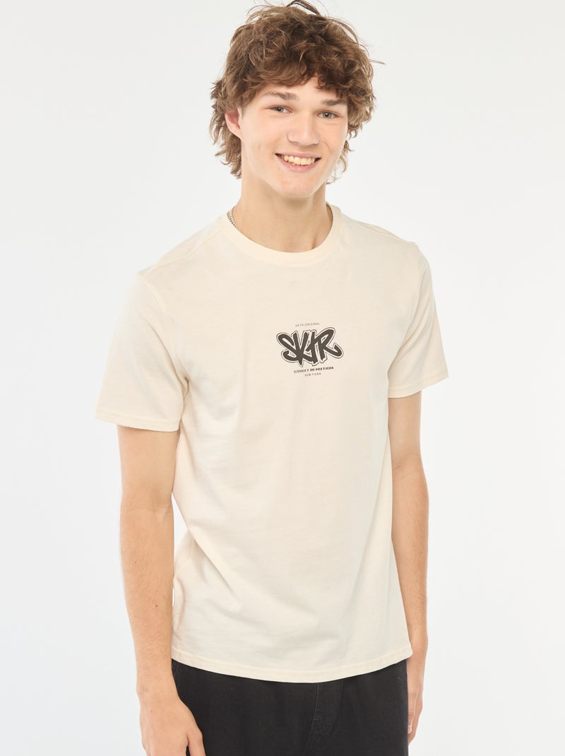 Tee-shirt imprimé à manches courtes Blanc - Kiabi