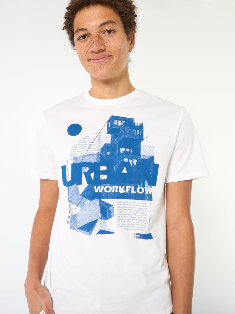 Tee-shirt imprimé à manches courtes Blanc - Kiabi