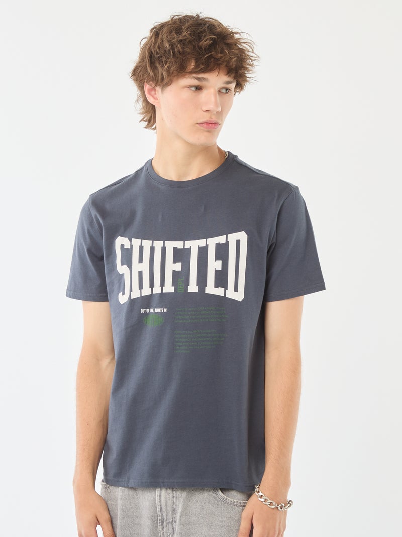 Tee-shirt imprimé à manches courtes Bleu - Kiabi