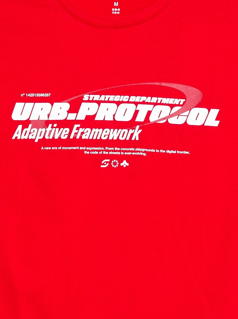 Tee-shirt imprimé à manches courtes Rouge - Kiabi