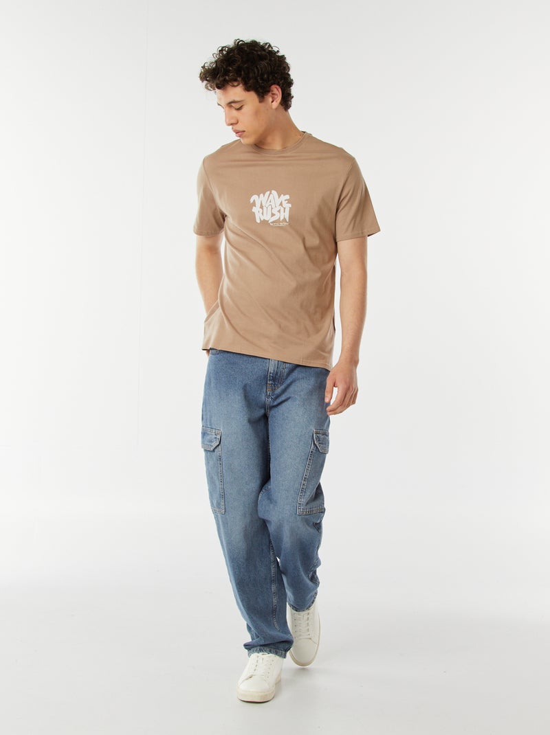 Tee-shirt imprimé à messages Beige - Kiabi