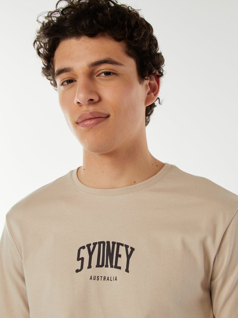 Tee-shirt imprimé à messages Beige - Kiabi