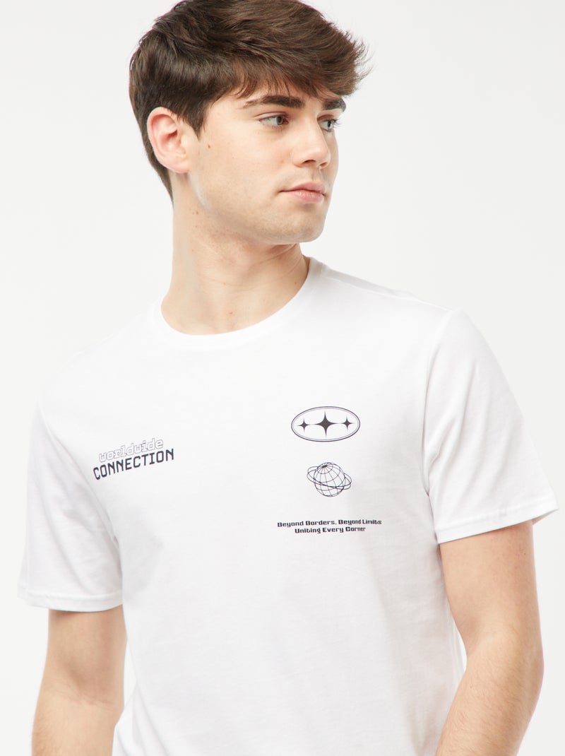 Tee-shirt imprimé à messages BLANC - Kiabi