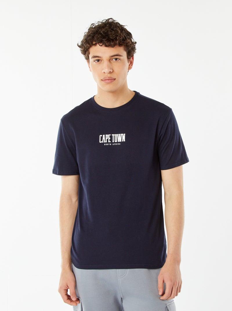 Tee-shirt imprimé à messages Bleu - Kiabi