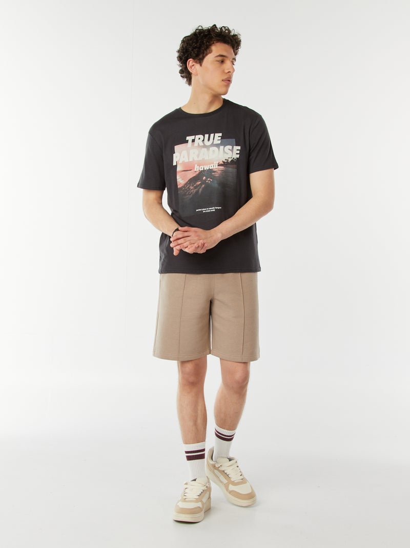 Tee-shirt imprimé à messages Gris - Kiabi