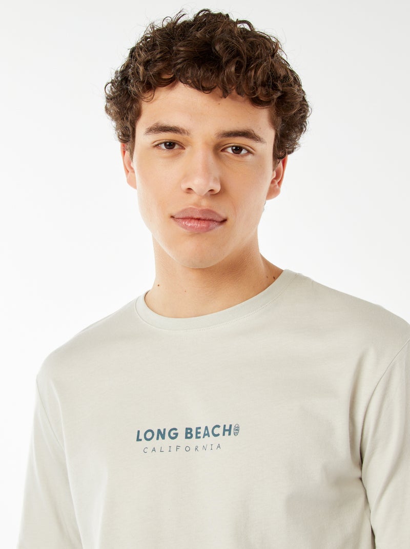 Tee-shirt imprimé à messages GRIS - Kiabi