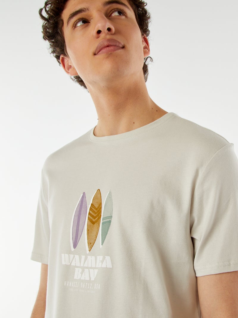 Tee-shirt imprimé à messages GRIS - Kiabi