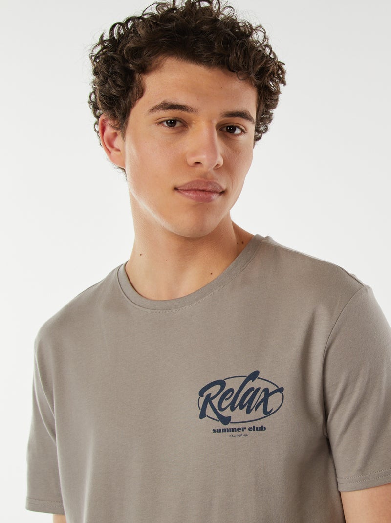 Tee-shirt imprimé à messages Gris - Kiabi