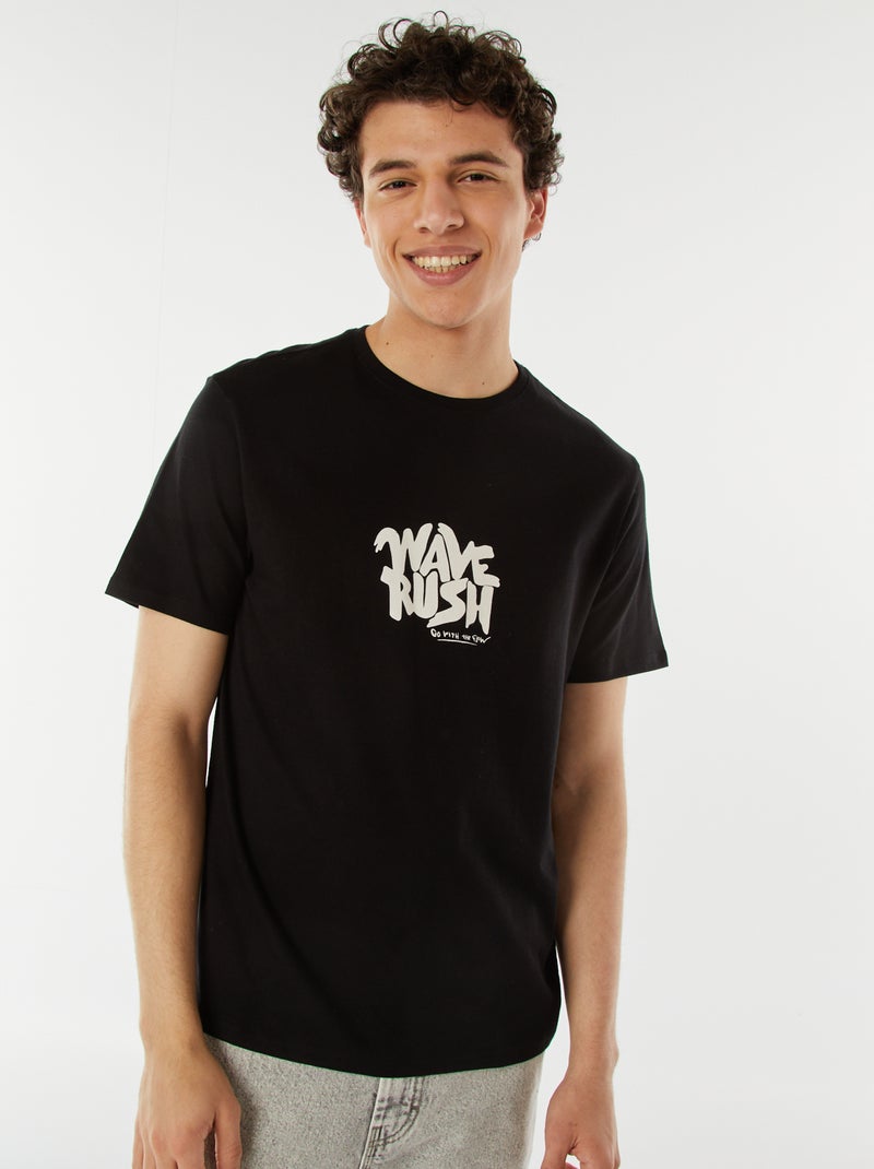 Tee-shirt imprimé à messages Noir - Kiabi