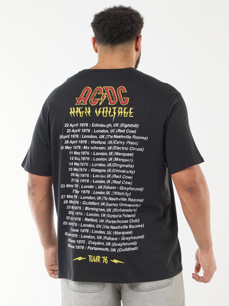 Tee-shirt imprimé 'AC/DC' à manches courtes Noir - Kiabi