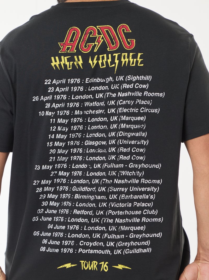Tee-shirt imprimé 'AC/DC' à manches courtes Noir - Kiabi
