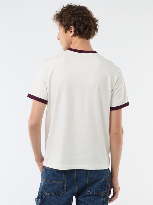 Tee-shirt imprimé avec biais contractant - Kiabi