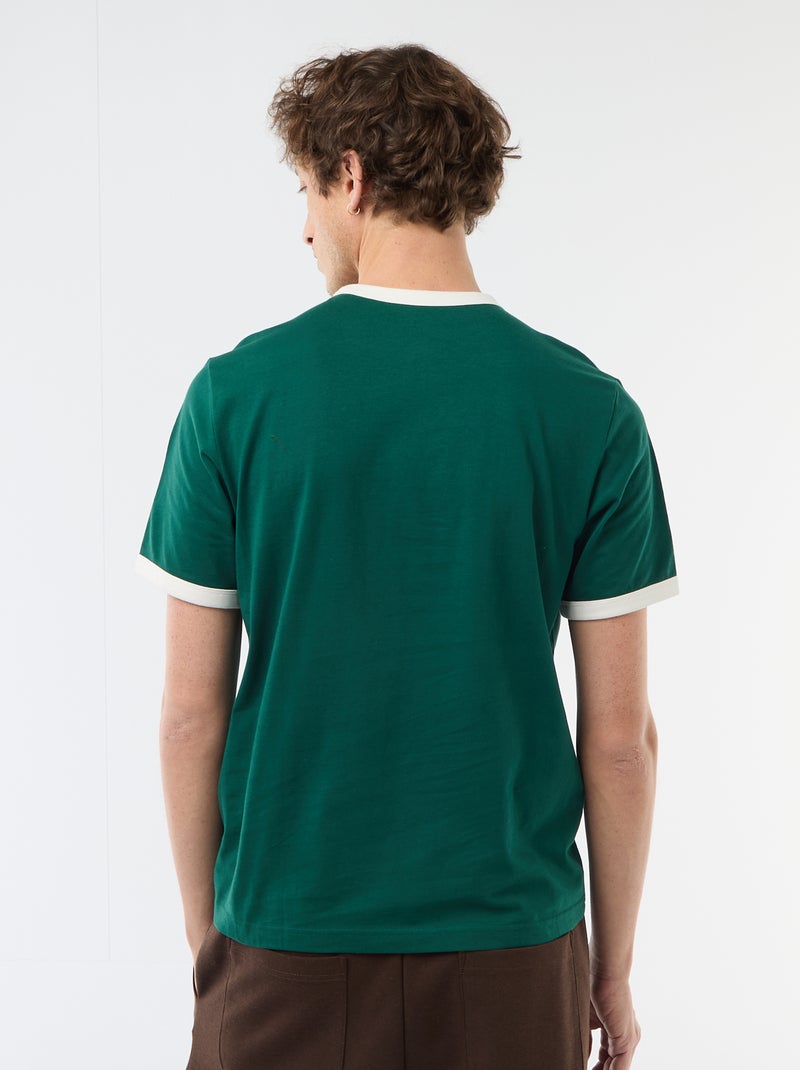 Tee-shirt imprimé avec biais contractant Vert - Kiabi