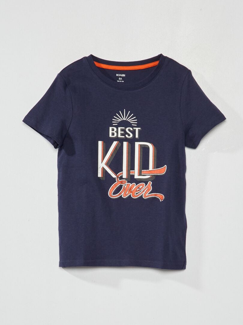 Tee-shirt imprimé 'best kid ever' Bleu marine - Kiabi