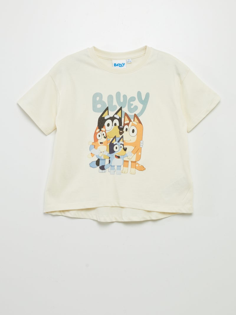 T-shirt Fille Bluey Avec Bingo – 100% Coton, Tailles 18 Mois à 6 Ans, Rose Et Blanc