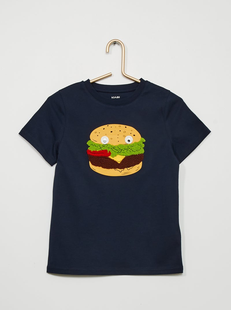 Tee-shirt imprimé 'burger' bleu - Kiabi