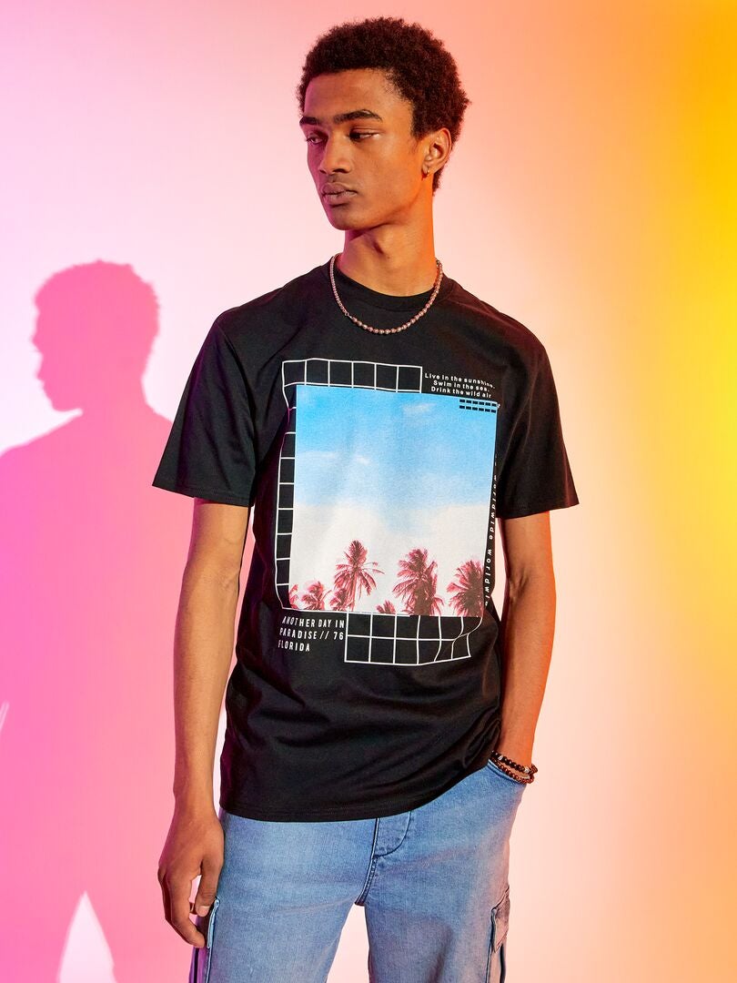 Tee-shirt imprimé 'California' noir - Kiabi